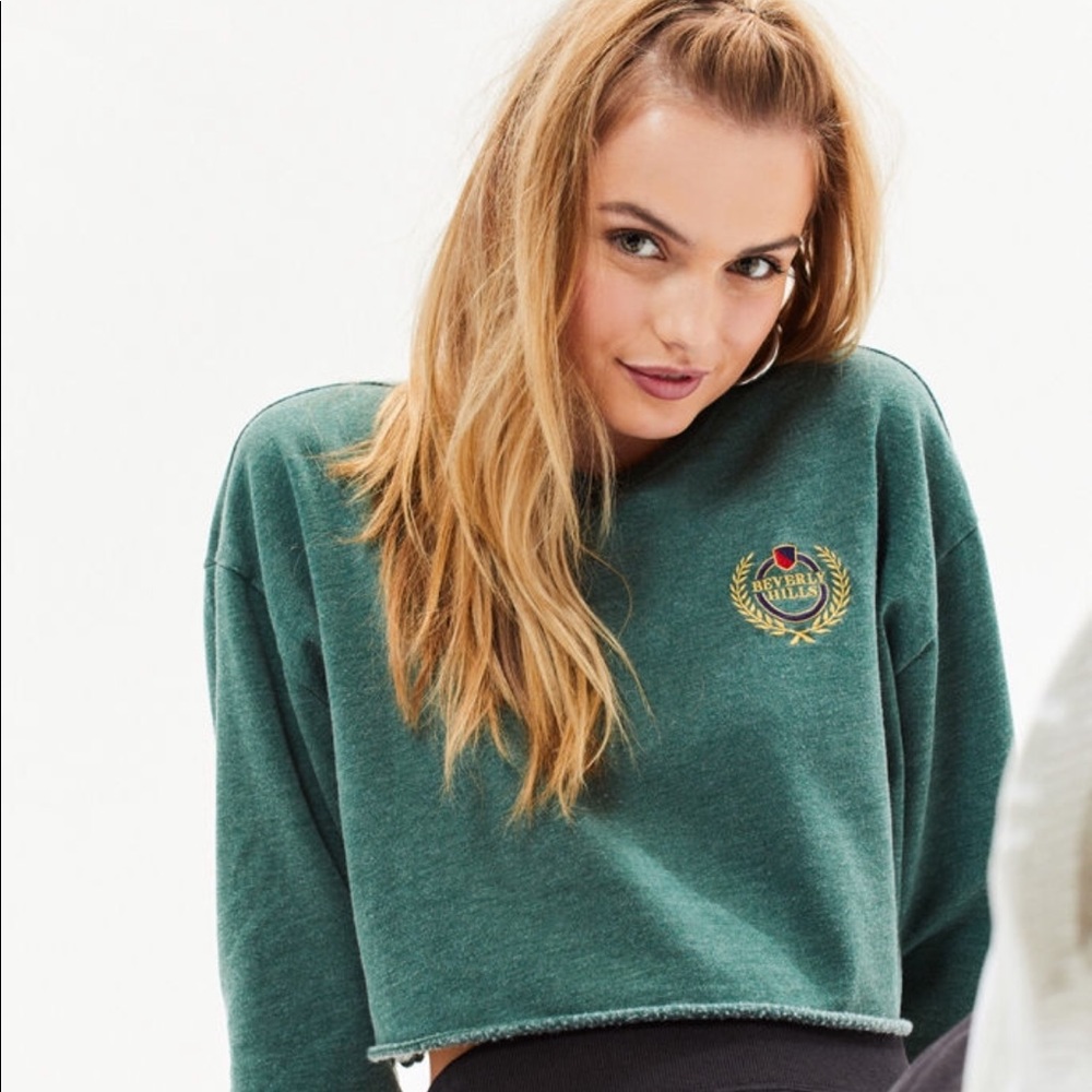 Beverly Hills Cropped Sweatshirt green